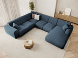 Nolio 6-Sitzer Panorama Ecksofa, Linke Seite, aus Chenille in Königsblau (Haga 86), Beine aus Schwarzes Plastik, 342x252x72 cm von Cosmopolitan Design – Bild 2