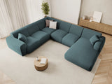 Nolio 6-Sitzer Panorama Ecksofa, Linke Seite, aus Chenille in Petrol (Haga 78), Beine aus Schwarzes Plastik, 342x252x72 cm von Cosmopolitan Design – Bild 2