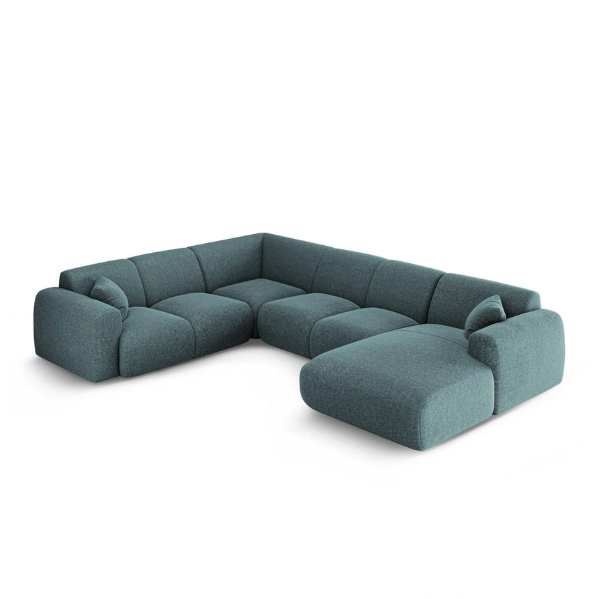 Nolio 6-Sitzer Panorama Ecksofa, Linke Seite, aus Chenille in Petrol (Haga 78), Beine aus Schwarzes Plastik, 342x252x72 cm von Cosmopolitan Design – Bild 3