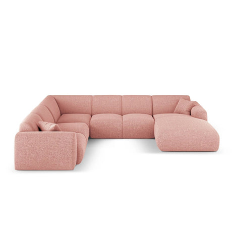 Nolio 6-Sitzer Panorama Ecksofa, Linke Seite, aus Chenille in Rosa (Haga 52), Beine aus Schwarzes Plastik, 342x252x72 cm von Cosmopolitan Design – Bild 1