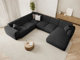 Nolio 6-Sitzer Panorama Ecksofa, Linke Seite, aus Chenille in Schwarz (Haga 19), Beine aus Schwarzes Plastik, 342x252x72 cm von Cosmopolitan Design – Bild 2