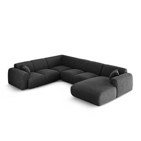 Nolio 6-Sitzer Panorama Ecksofa, Linke Seite, aus Chenille in Schwarz (Haga 19), Beine aus Schwarzes Plastik, 342x252x72 cm von Cosmopolitan Design – Bild 3