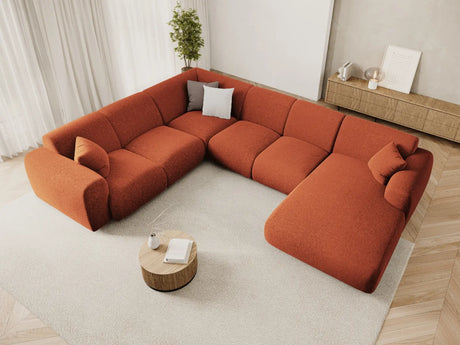 Nolio 6-Sitzer Panorama Ecksofa, Linke Seite, aus Chenille in Terrakotta (Haga 44), Beine aus Schwarzes Plastik, 342x252x72 cm von Cosmopolitan Design – Bild 2