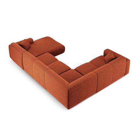 Nolio 6-Sitzer Panorama Ecksofa, Linke Seite, aus Chenille in Terrakotta (Haga 44), Beine aus Schwarzes Plastik, 342x252x72 cm von Cosmopolitan Design – Bild 4