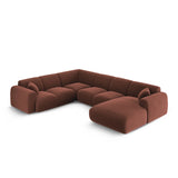 Nolio 6-Sitzer Panorama Ecksofa, Linke Seite, aus Samt in Cuoio (Casino Cuoio), Beine aus Schwarzes Plastik, 342x252x72 cm von Cosmopolitan Design – Bild 3
