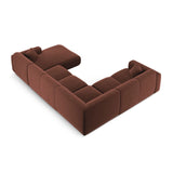 Nolio 6-Sitzer Panorama Ecksofa, Linke Seite, aus Samt in Cuoio (Casino Cuoio), Beine aus Schwarzes Plastik, 342x252x72 cm von Cosmopolitan Design – Bild 4