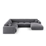Nolio 6-Sitzer Panorama Ecksofa, Linke Seite, aus Samt in Dunkelgrau (Casino Graphite), Beine aus Schwarzes Plastik, 342x252x72 cm von Cosmopolitan Design – Bild 1