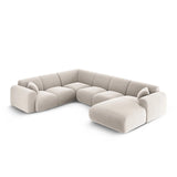 Nolio 6-Sitzer Panorama Ecksofa, Linke Seite, aus Samt in Hellbeige (Casino Pearl), Beine aus Schwarzes Plastik, 342x252x72 cm von Cosmopolitan Design – Bild 3