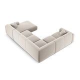 Nolio 6-Sitzer Panorama Ecksofa, Linke Seite, aus Samt in Hellbeige (Casino Pearl), Beine aus Schwarzes Plastik, 342x252x72 cm von Cosmopolitan Design – Bild 4