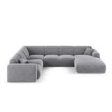 Nolio 6-Sitzer Panorama Ecksofa, Linke Seite, aus Samt in Hellgrau (Casino Ash), Beine aus Schwarzes Plastik, 342x252x72 cm von Cosmopolitan Design – Bild 1