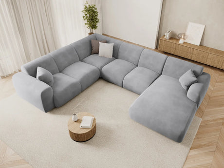 Nolio 6-Sitzer Panorama Ecksofa, Linke Seite, aus Samt in Hellgrau (Casino Ash), Beine aus Schwarzes Plastik, 342x252x72 cm von Cosmopolitan Design – Bild 2