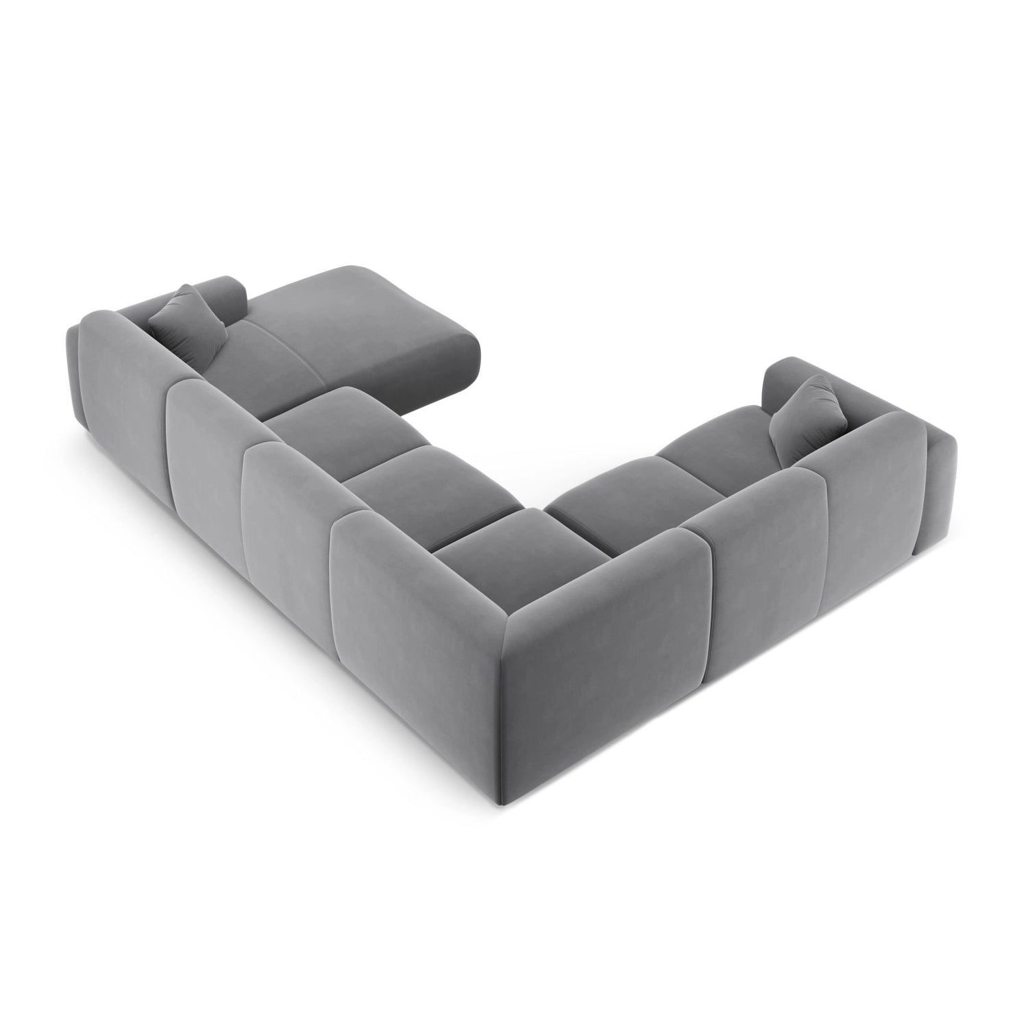 Nolio 6-Sitzer Panorama Ecksofa, Linke Seite, aus Samt in Hellgrau (Casino Ash), Beine aus Schwarzes Plastik, 342x252x72 cm von Cosmopolitan Design – Bild 4