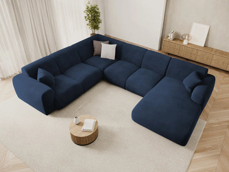 Nolio 6-Sitzer Panorama Ecksofa, Linke Seite, aus Samt in Königsblau (Casino Deep Blue), Beine aus Schwarzes Plastik, 342x252x72 cm von Cosmopolitan Design – Bild 2