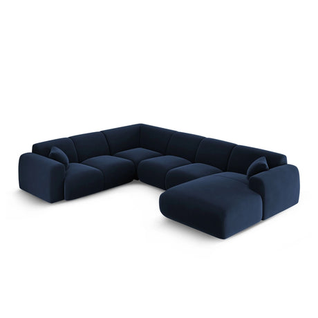 Nolio 6-Sitzer Panorama Ecksofa, Linke Seite, aus Samt in Königsblau (Casino Deep Blue), Beine aus Schwarzes Plastik, 342x252x72 cm von Cosmopolitan Design – Bild 3