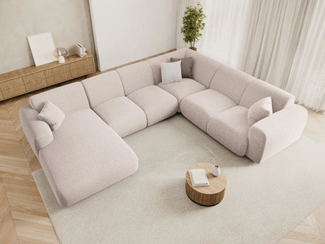 Nolio 6-Sitzer Panorama Ecksofa, Rechte Seite, aus Chenille in Beige (Haga 30), Beine aus Schwarzes Plastik, 342x252x72 cm von Cosmopolitan Design – Bild 2