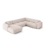 Nolio 6-Sitzer Panorama Ecksofa, Rechte Seite, aus Chenille in Beige (Haga 30), Beine aus Schwarzes Plastik, 342x252x72 cm von Cosmopolitan Design – Bild 3
