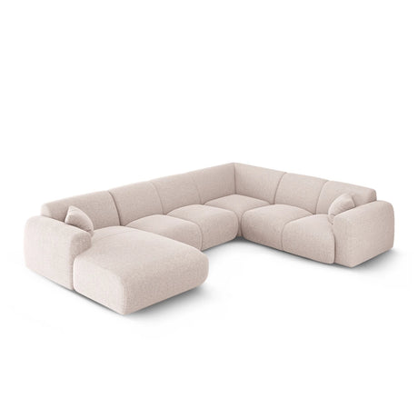 Nolio 6-Sitzer Panorama Ecksofa, Rechte Seite, aus Chenille in Beige (Haga 30), Beine aus Schwarzes Plastik, 342x252x72 cm von Cosmopolitan Design – Bild 3