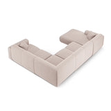 Nolio 6-Sitzer Panorama Ecksofa, Rechte Seite, aus Chenille in Beige (Haga 30), Beine aus Schwarzes Plastik, 342x252x72 cm von Cosmopolitan Design – Bild 4