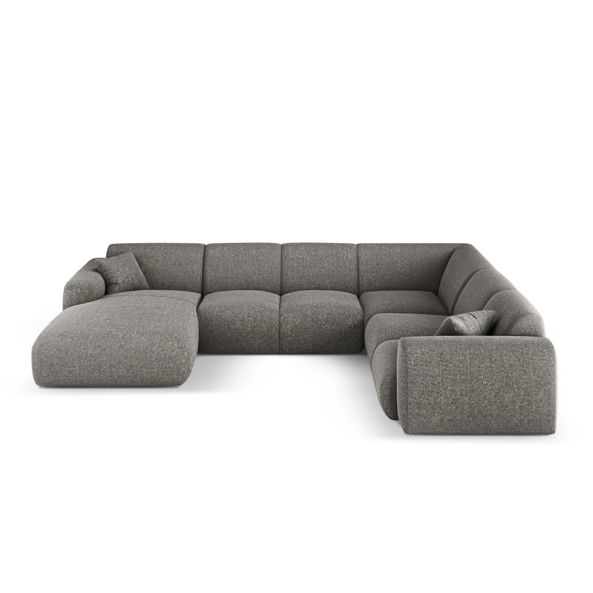 Nolio 6-Sitzer Panorama Ecksofa, Rechte Seite, aus Chenille in Grau (Haga 16), Beine aus Schwarzes Plastik, 342x252x72 cm von Cosmopolitan Design – Bild 1