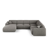 Nolio 6-Sitzer Panorama Ecksofa, Rechte Seite, aus Chenille in Grau (Haga 16), Beine aus Schwarzes Plastik, 342x252x72 cm von Cosmopolitan Design – Bild 1