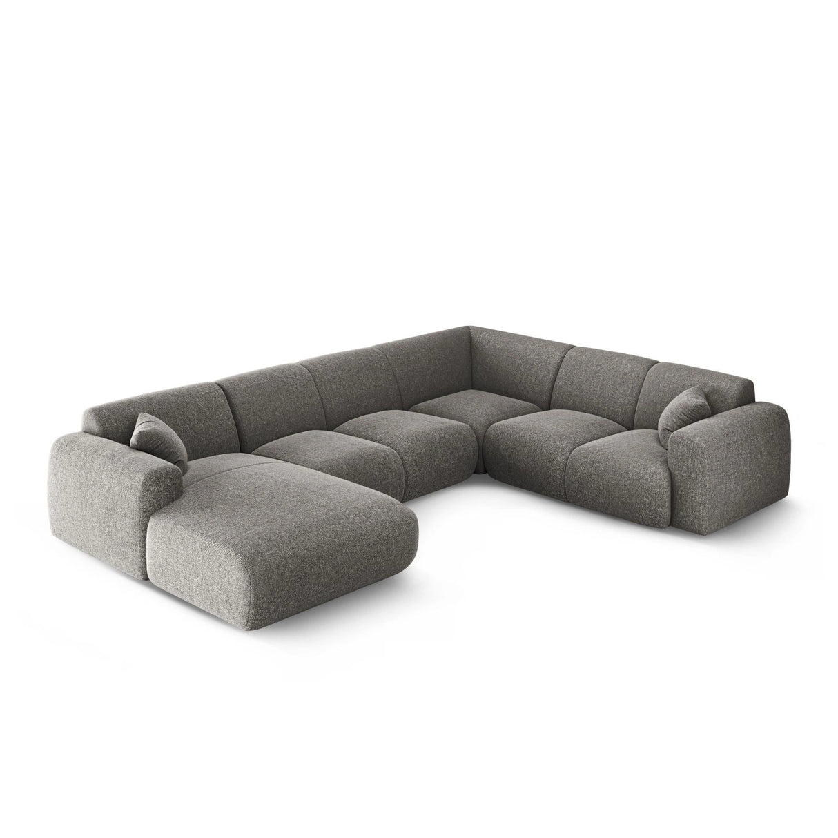 Nolio 6-Sitzer Panorama Ecksofa, Rechte Seite, aus Chenille in Grau (Haga 16), Beine aus Schwarzes Plastik, 342x252x72 cm von Cosmopolitan Design – Bild 3