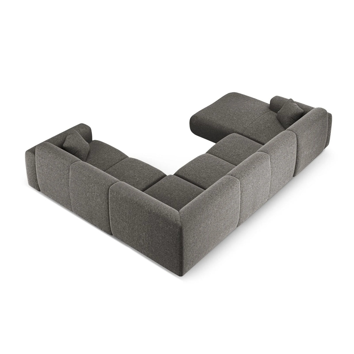 Nolio 6-Sitzer Panorama Ecksofa, Rechte Seite, aus Chenille in Grau (Haga 16), Beine aus Schwarzes Plastik, 342x252x72 cm von Cosmopolitan Design – Bild 4