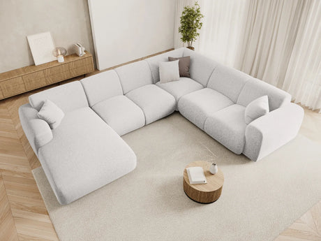 Nolio 6-Sitzer Panorama Ecksofa, Rechte Seite, aus Chenille in Hellgrau (Haga 06), Beine aus Schwarzes Plastik, 342x252x72 cm von Cosmopolitan Design – Bild 2