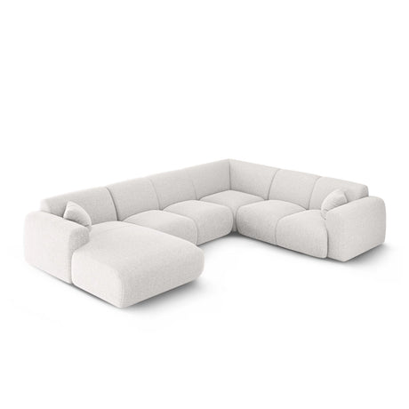 Nolio 6-Sitzer Panorama Ecksofa, Rechte Seite, aus Chenille in Hellgrau (Haga 06), Beine aus Schwarzes Plastik, 342x252x72 cm von Cosmopolitan Design – Bild 3