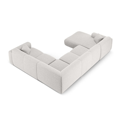 Nolio 6-Sitzer Panorama Ecksofa, Rechte Seite, aus Chenille in Hellgrau (Haga 06), Beine aus Schwarzes Plastik, 342x252x72 cm von Cosmopolitan Design – Bild 4