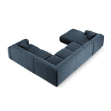 Nolio 6-Sitzer Panorama Ecksofa, Rechte Seite, aus Chenille in Königsblau (Haga 86), Beine aus Schwarzes Plastik, 342x252x72 cm von Cosmopolitan Design – Bild 4