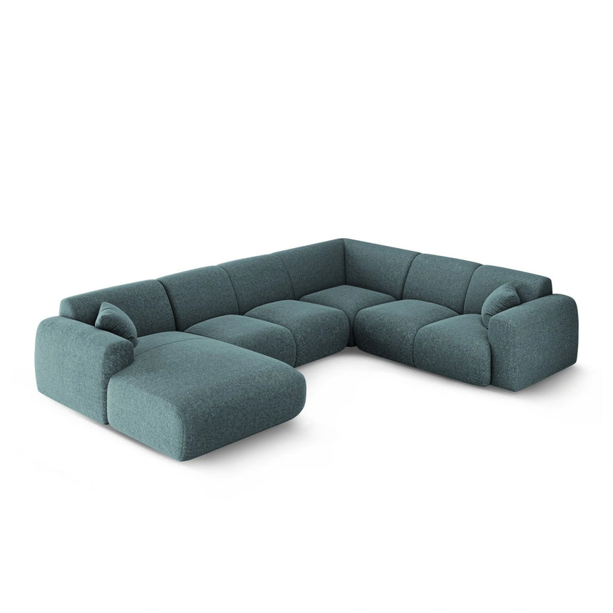 Nolio 6-Sitzer Panorama Ecksofa, Rechte Seite, aus Chenille in Petrol (Haga 78), Beine aus Schwarzes Plastik, 342x252x72 cm von Cosmopolitan Design – Bild 3