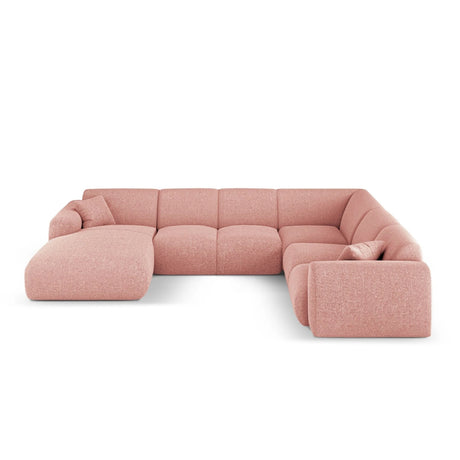 Nolio 6-Sitzer Panorama Ecksofa, Rechte Seite, aus Chenille in Rosa (Haga 52), Beine aus Schwarzes Plastik, 342x252x72 cm von Cosmopolitan Design – Bild 1