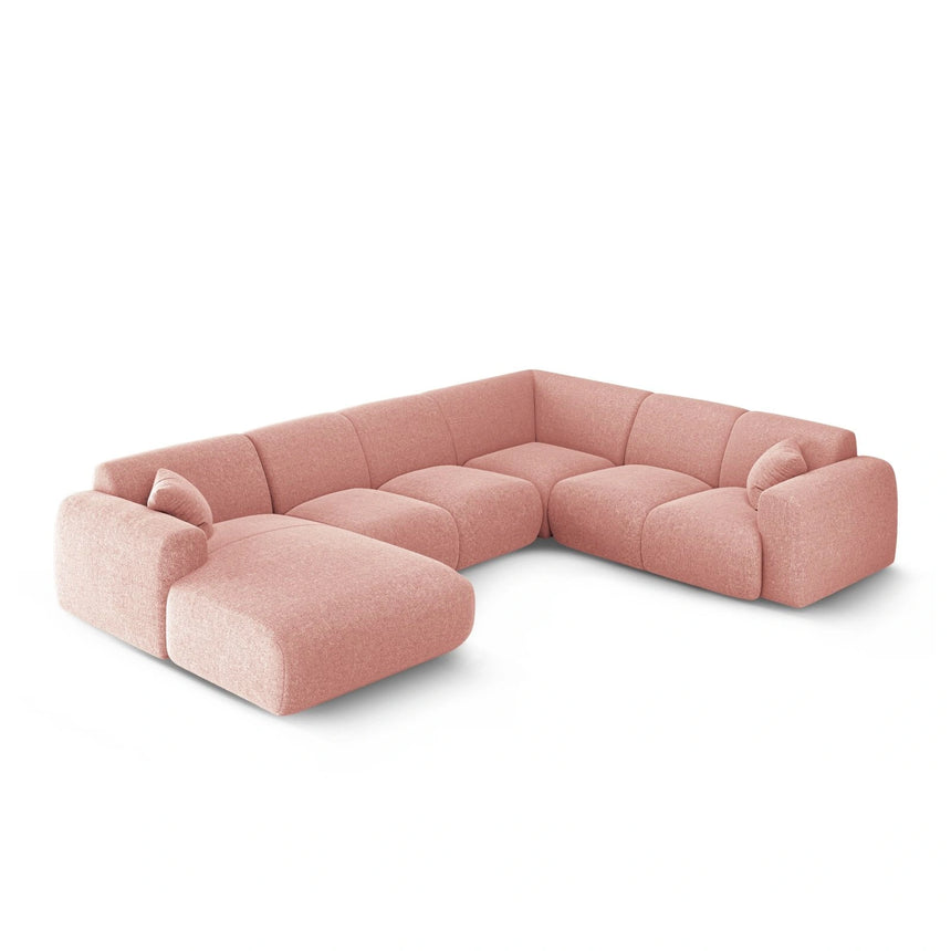 Nolio 6-Sitzer Panorama Ecksofa, Rechte Seite, aus Chenille in Rosa (Haga 52), Beine aus Schwarzes Plastik, 342x252x72 cm von Cosmopolitan Design – Bild 3