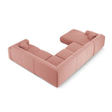 Nolio 6-Sitzer Panorama Ecksofa, Rechte Seite, aus Chenille in Rosa (Haga 52), Beine aus Schwarzes Plastik, 342x252x72 cm von Cosmopolitan Design – Bild 4