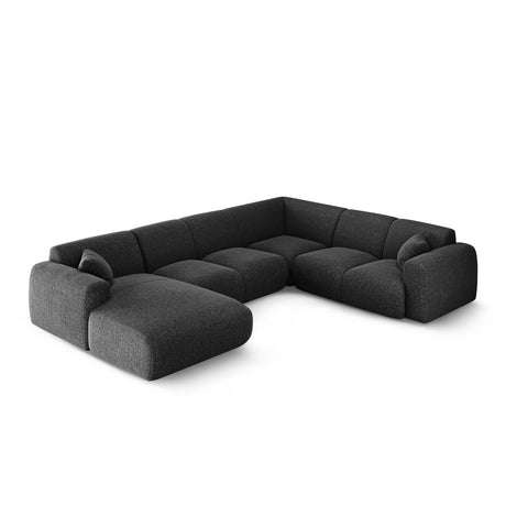 Nolio 6-Sitzer Panorama Ecksofa, Rechte Seite, aus Chenille in Schwarz (Haga 19), Beine aus Schwarzes Plastik, 342x252x72 cm von Cosmopolitan Design – Bild 3