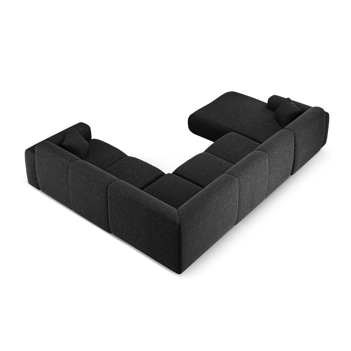 Nolio 6-Sitzer Panorama Ecksofa, Rechte Seite, aus Chenille in Schwarz (Haga 19), Beine aus Schwarzes Plastik, 342x252x72 cm von Cosmopolitan Design – Bild 4
