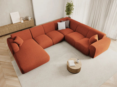 Nolio 6-Sitzer Panorama Ecksofa, Rechte Seite, aus Chenille in Terrakotta (Haga 44), Beine aus Schwarzes Plastik, 342x252x72 cm von Cosmopolitan Design – Bild 2