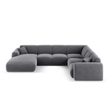Nolio 6-Sitzer Panorama Ecksofa, Rechte Seite, aus Samt in Dunkelgrau (Casino Graphite), Beine aus Schwarzes Plastik, 342x252x72 cm von Cosmopolitan Design – Bild 1