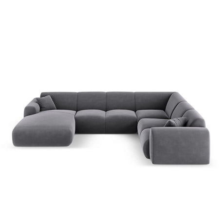 Nolio 6-Sitzer Panorama Ecksofa, Rechte Seite, aus Samt in Dunkelgrau (Casino Graphite), Beine aus Schwarzes Plastik, 342x252x72 cm von Cosmopolitan Design – Bild 1
