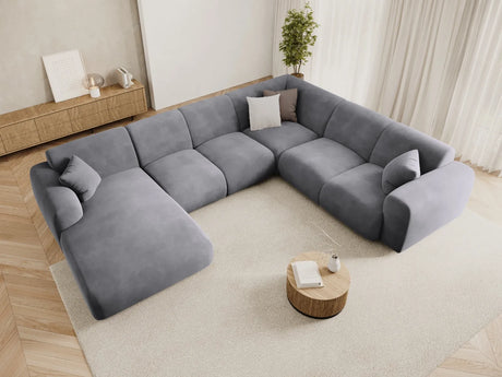 Nolio 6-Sitzer Panorama Ecksofa, Rechte Seite, aus Samt in Dunkelgrau (Casino Graphite), Beine aus Schwarzes Plastik, 342x252x72 cm von Cosmopolitan Design – Bild 2