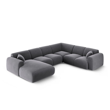 Nolio 6-Sitzer Panorama Ecksofa, Rechte Seite, aus Samt in Dunkelgrau (Casino Graphite), Beine aus Schwarzes Plastik, 342x252x72 cm von Cosmopolitan Design – Bild 3