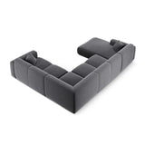 Nolio 6-Sitzer Panorama Ecksofa, Rechte Seite, aus Samt in Dunkelgrau (Casino Graphite), Beine aus Schwarzes Plastik, 342x252x72 cm von Cosmopolitan Design – Bild 4