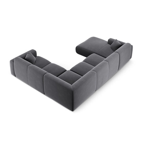 Nolio 6-Sitzer Panorama Ecksofa, Rechte Seite, aus Samt in Dunkelgrau (Casino Graphite), Beine aus Schwarzes Plastik, 342x252x72 cm von Cosmopolitan Design – Bild 4