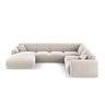 Nolio 6-Sitzer Panorama Ecksofa, Rechte Seite, aus Samt in Hellbeige (Casino Pearl), Beine aus Schwarzes Plastik, 342x252x72 cm von Cosmopolitan Design – Bild 1