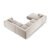 Nolio 6-Sitzer Panorama Ecksofa, Rechte Seite, aus Samt in Hellbeige (Casino Pearl), Beine aus Schwarzes Plastik, 342x252x72 cm von Cosmopolitan Design – Bild 4