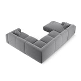 Nolio 6-Sitzer Panorama Ecksofa, Rechte Seite, aus Samt in Hellgrau (Casino Ash), Beine aus Schwarzes Plastik, 342x252x72 cm von Cosmopolitan Design – Bild 4