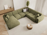 Nolio 6-Sitzer Panorama Ecksofa, Rechte Seite, aus Samt in Hellgrün (Casino Forest), Beine aus Schwarzes Plastik, 342x252x72 cm von Cosmopolitan Design – Bild 2