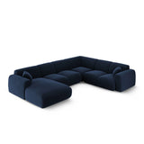 Nolio 6-Sitzer Panorama Ecksofa, Rechte Seite, aus Samt in Königsblau (Casino Deep Blue), Beine aus Schwarzes Plastik, 342x252x72 cm von Cosmopolitan Design – Bild 3