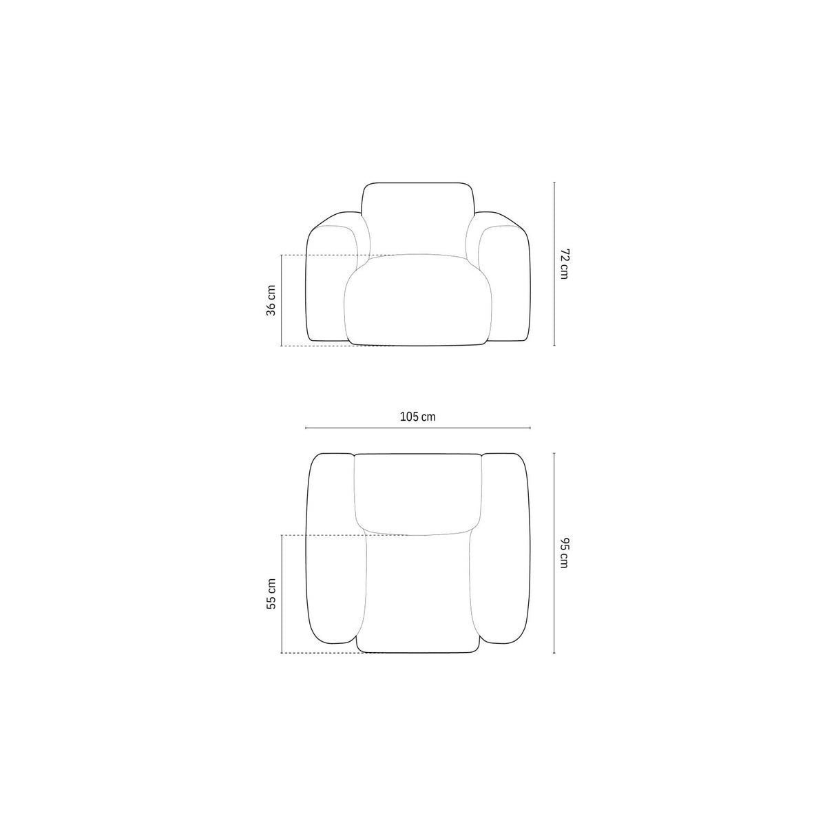 Nolio Sessel aus Chenille in Hellgrau (Haga 06), 105x95x72 cm von Cosmopolitan Design – Bild 3