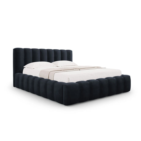 Palma Bett mit Kopfteil und Stauraum aus Samt in Dunkelblau (Bluvel 89), 160x200 cm von Cosmopolitan Design – Bild 1